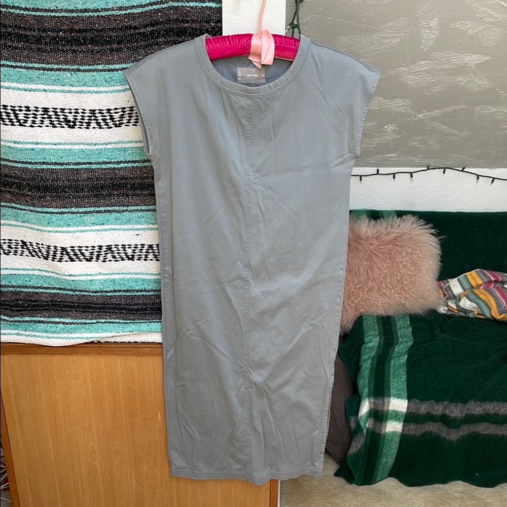 Everlane sleeveless midi dress slate blue size xs
